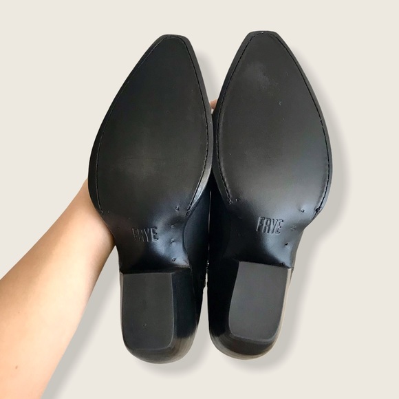 Frye Sacha Zip Shortie Black Leather Ankle Booties - Picture 13 of 16